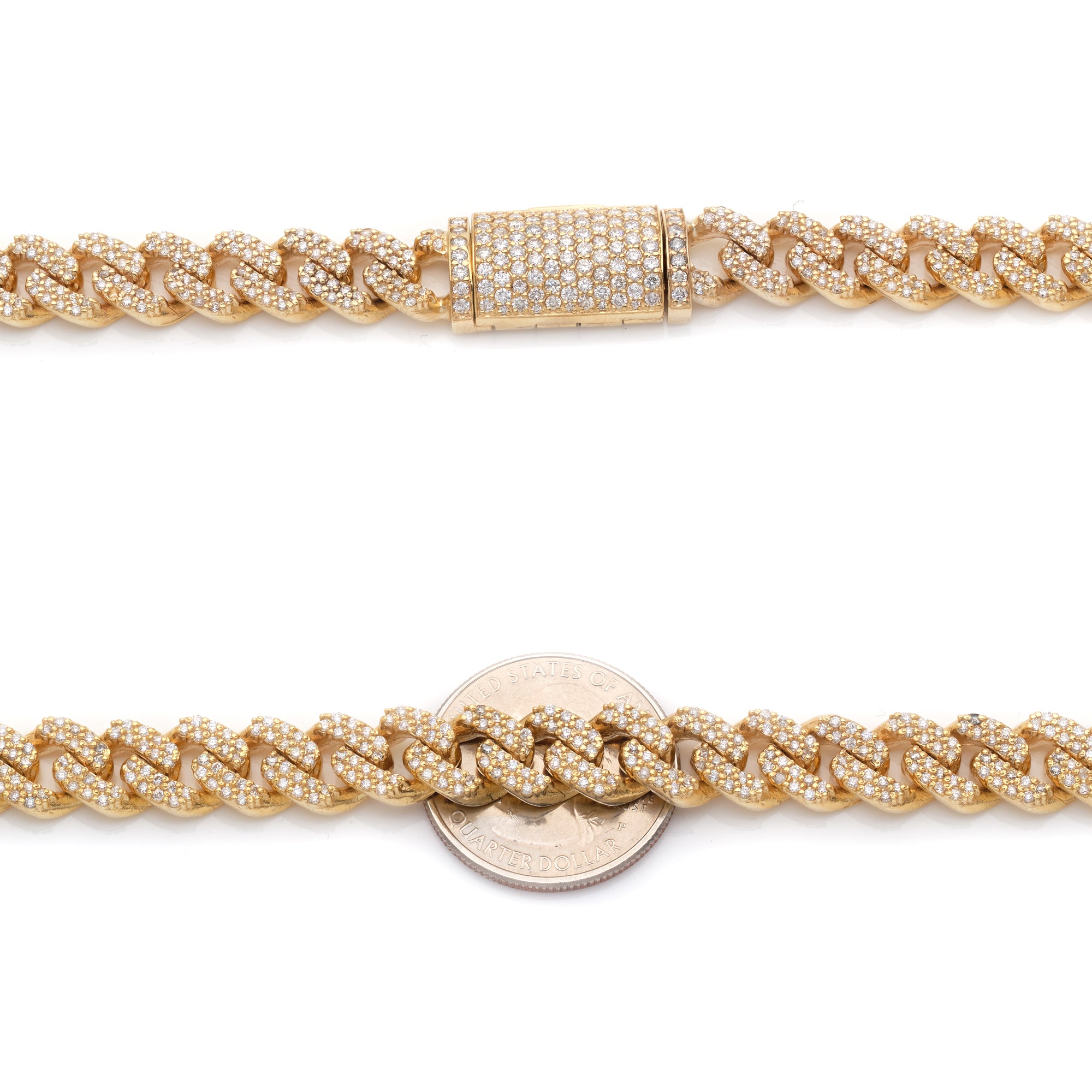 yellow gold cuban diamonds