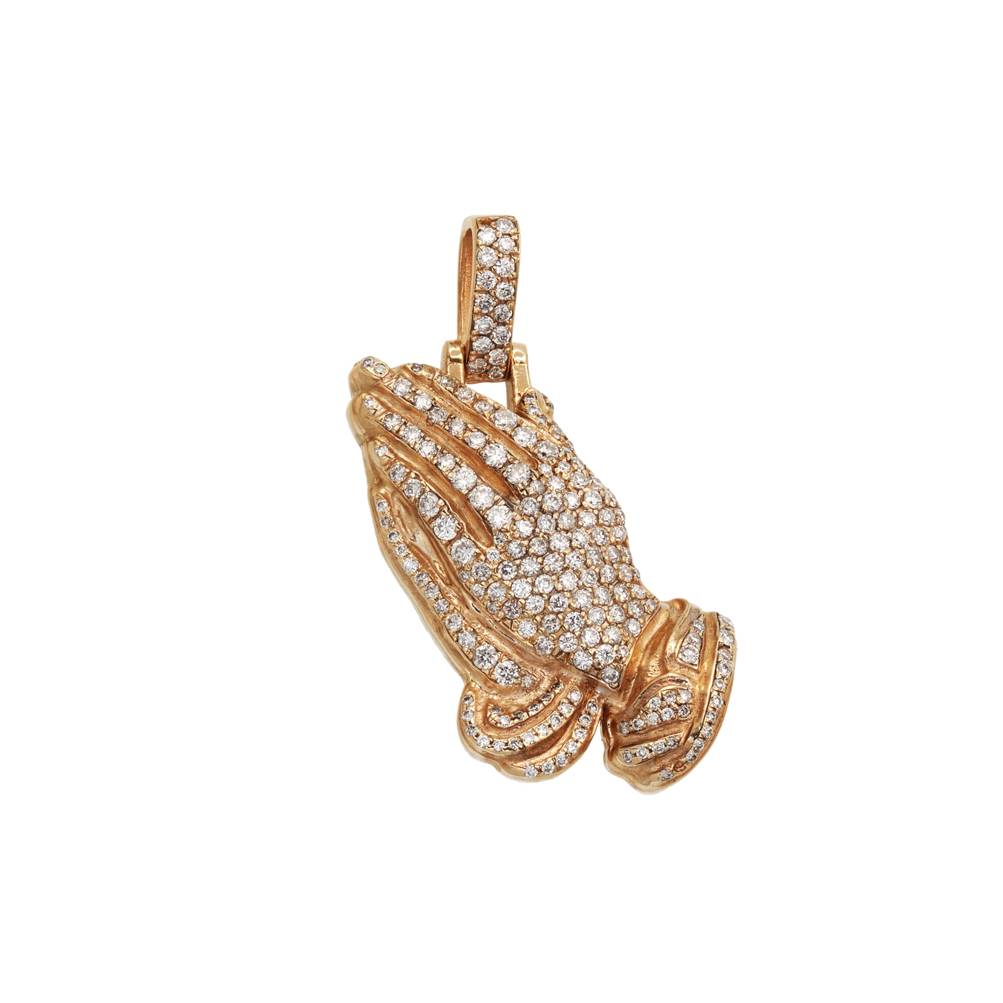 pendant prayer hands yellow gold