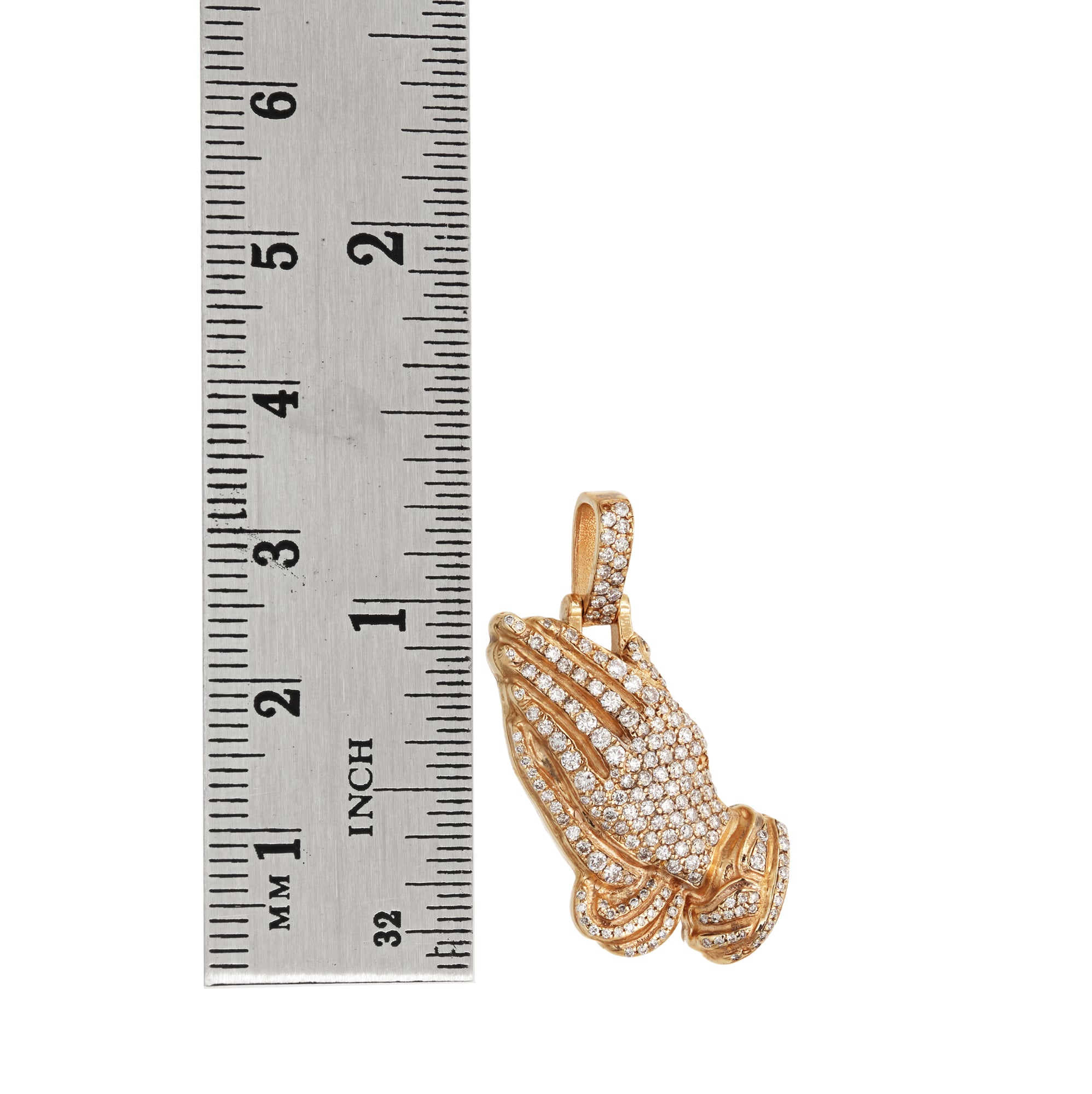 pendant prayer hands yellow gold