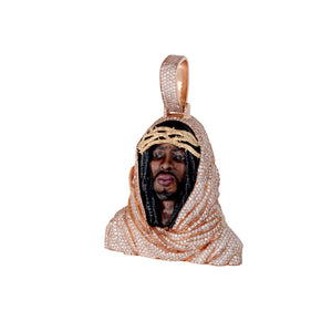pendant rose gold black jesus