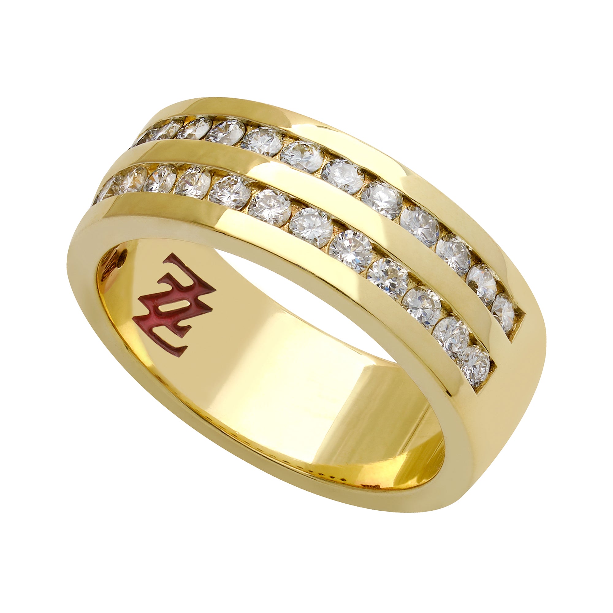 Mens 2 Row Diamond Band