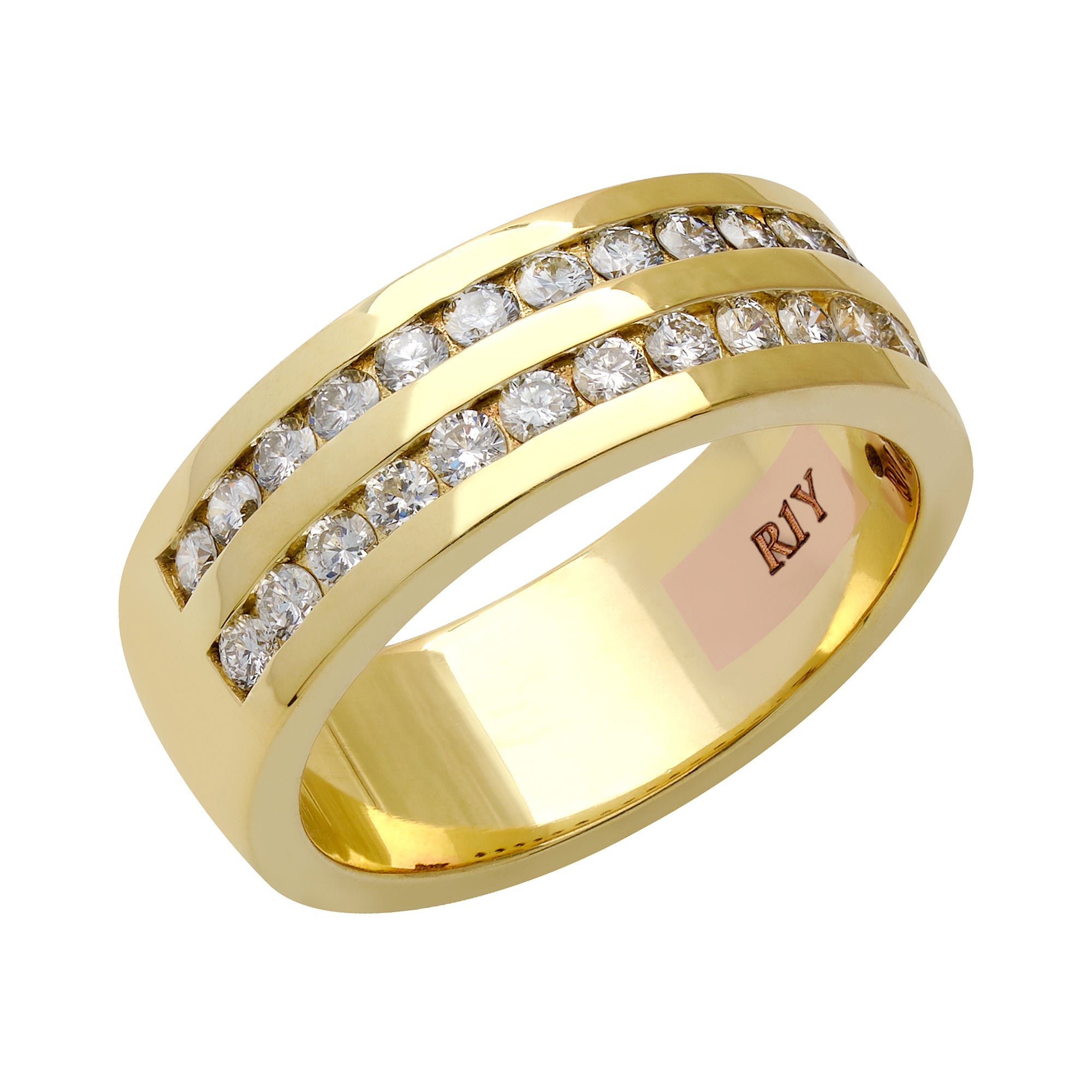 Mens 2 Row Diamond Band