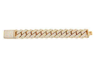 4 Row Diamond Prong Set Cuban Link Bracelet