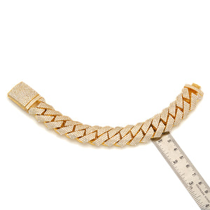 4 Row Diamond Prong Set Cuban Link Bracelet