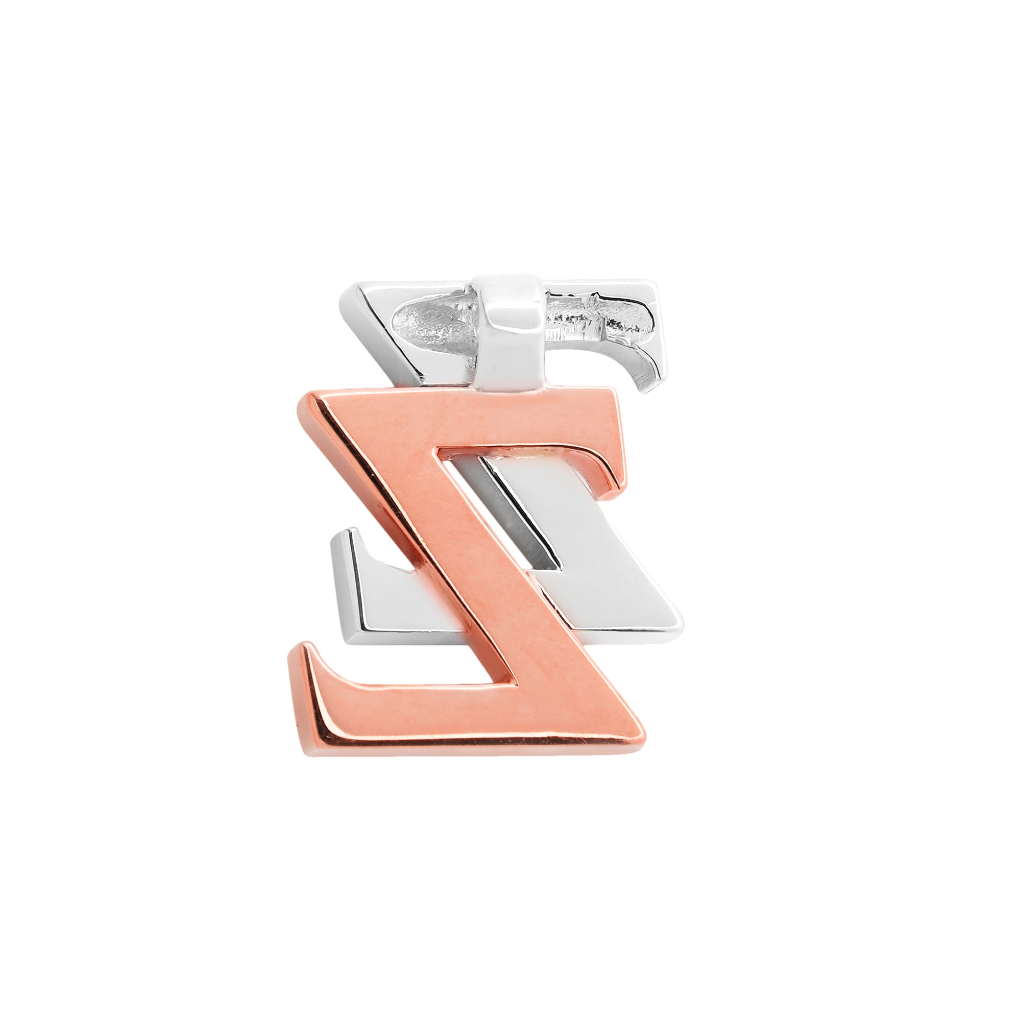 Mixed Metal Micro ZZ Logo Pendant